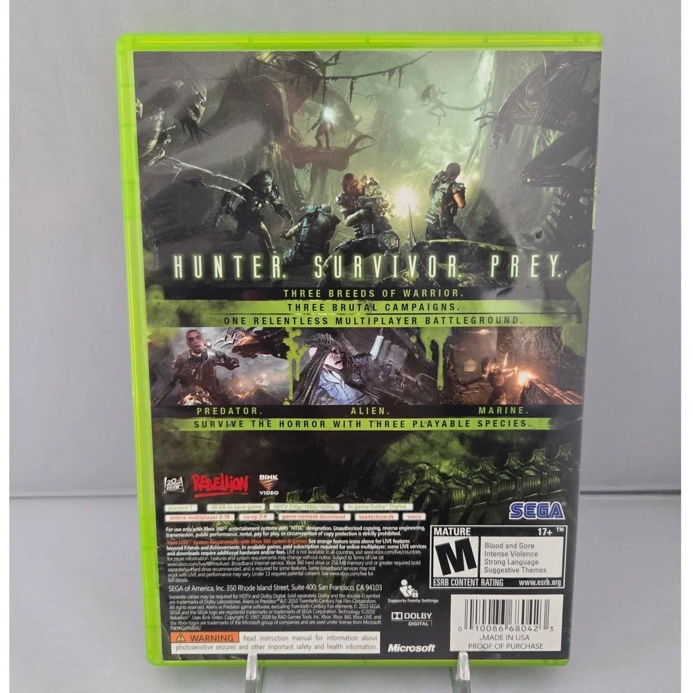 Aliens vs. Predator 2010 - Microsoft Xbox 360 - Complete CIB‎ W/ Manual TESTED